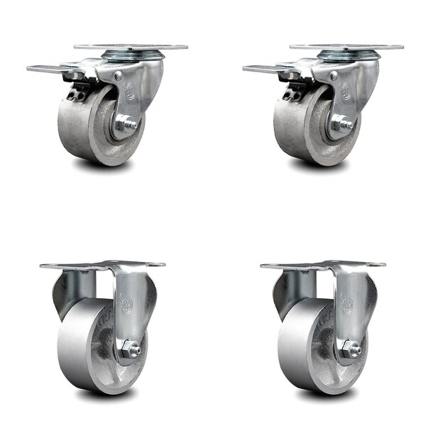 Service Caster 3 Inch Semi Steel Swivel Top Plate Caster Lock Brakes 2 Rigid SCC, 2PK SCC-TTL20S314-SSS-2-R-2 - main